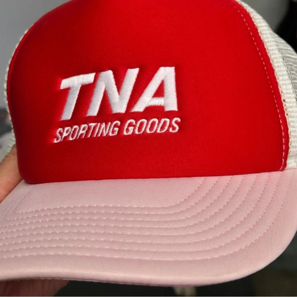 TNA Sporting Goods Red Pink & White Trucker Cap Hat Adjustable O/S
